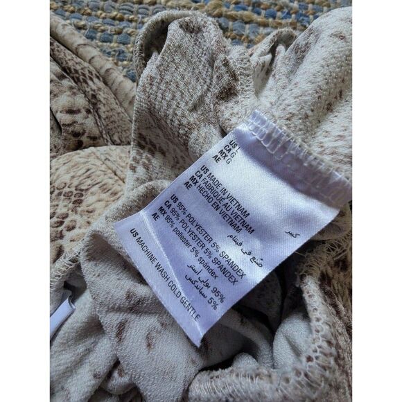 Python Snakeskin Palazzo Pants L Wide Leg Large Tie Front Animal Print Mobwife - Picture 4 of 8